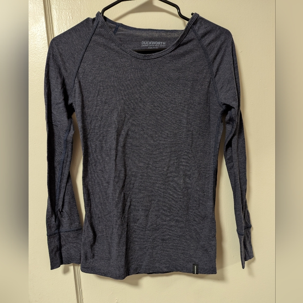 Duckworth Long Sleeve Wool Shirt Blue grey womens xs